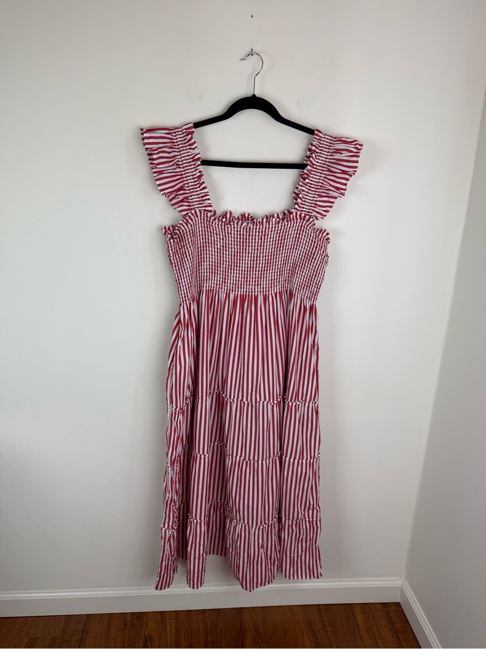 Hill House Ellie Nap Striped Midi Dress Red Size XXL - Picture 2 of 5
